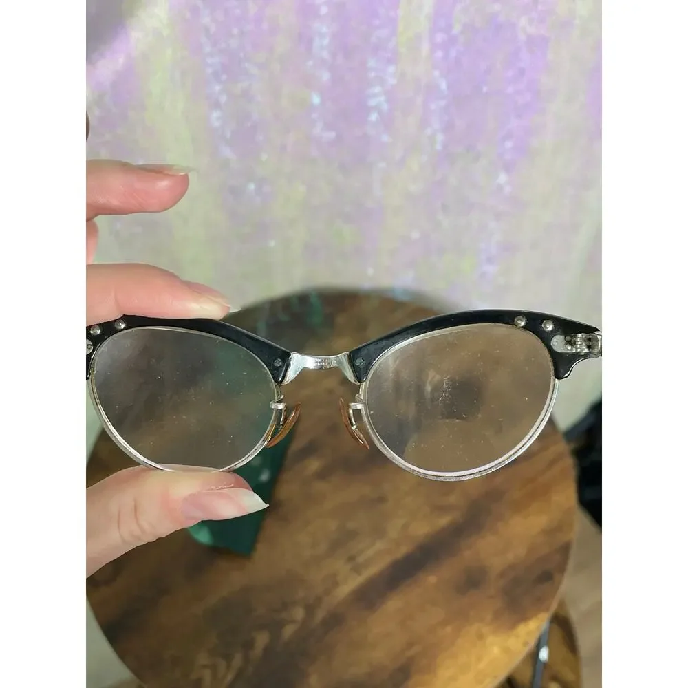 Vintage 50s Eyeglasses Dr. F. Tamarkin OPTOMETRIST New York USA with Croc Case